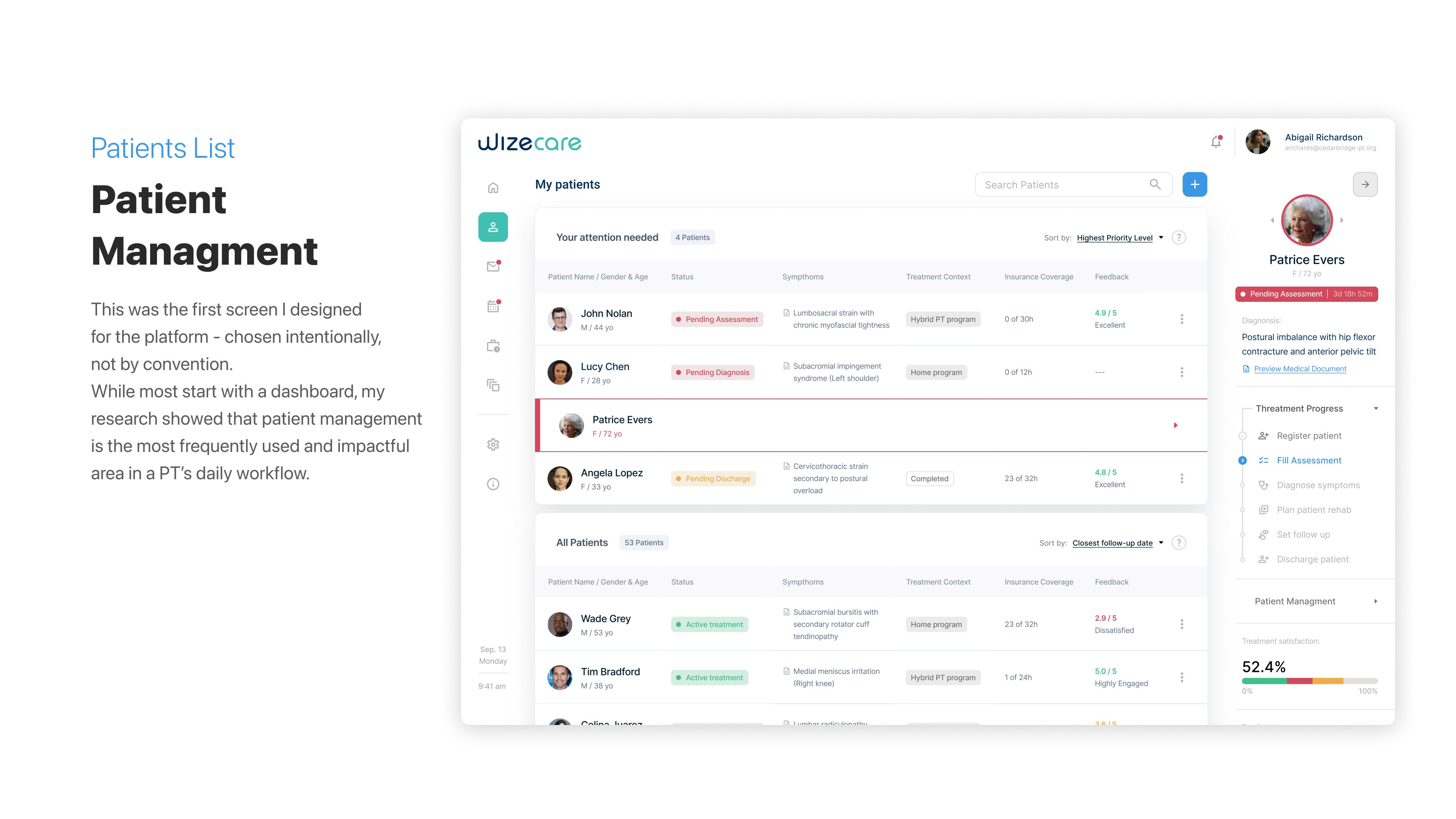 Patients list and management